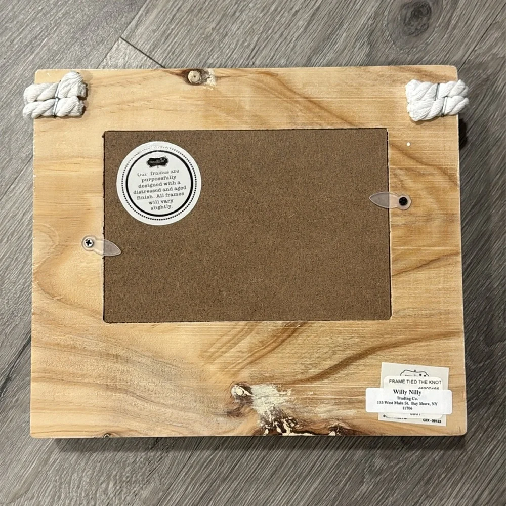 We Tied The Knot Rustic White Photo Frame with Rope Accent Wedding Boho Mud Pie